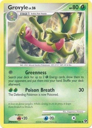 Pokemon Card - Great Encounters 40/106 - GROVYLE (uncommon) - NM/Mint