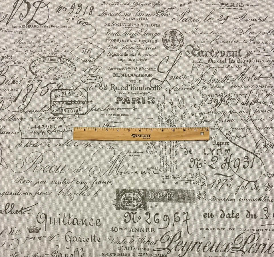 TELA ESCRITURA FRANCESA MARRÓN DOCUMENTO BALARD DESIGNS POR 1/2 (0,5) YARDA 55" W Foto 4 de 4