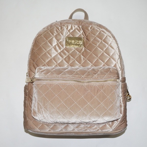 Bebe Backpack Maria Taupe Velvet Quilted Medium Everyday Bag Purse M5 For Sale Online Ebay
