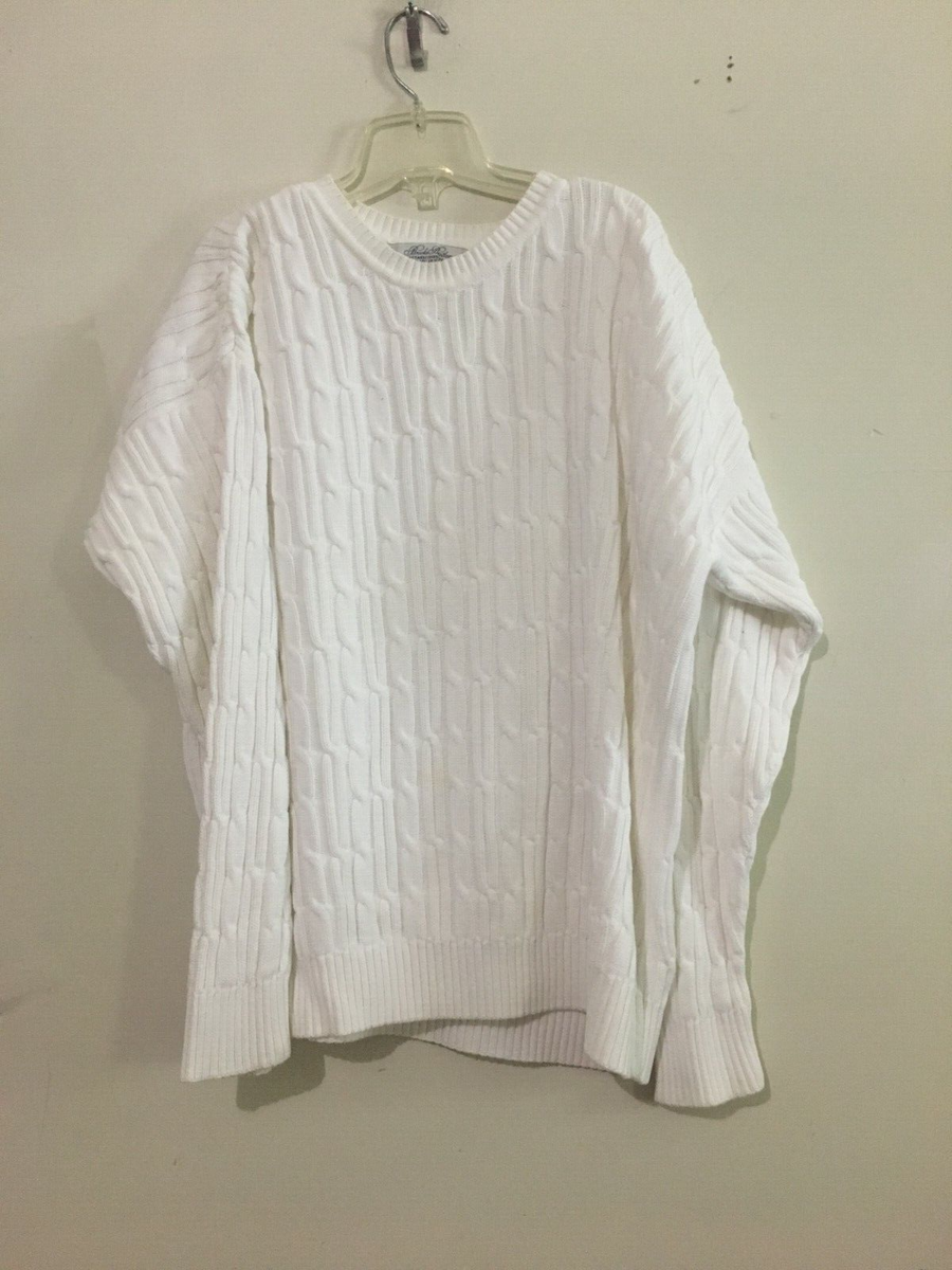 Brooks Brothers Size M Cable Knit Cream Sweater Top Women 