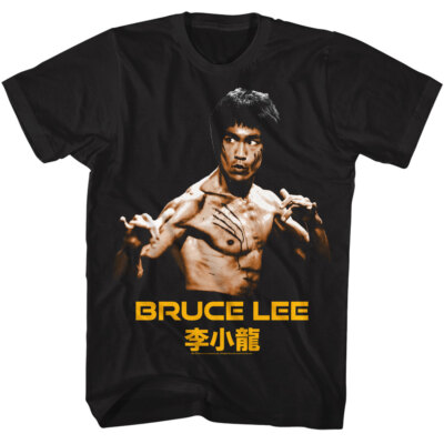 Bruce Lee Mens T-Shirt Ready Stance Position Be Water New Black Cotton SM - 5XL
