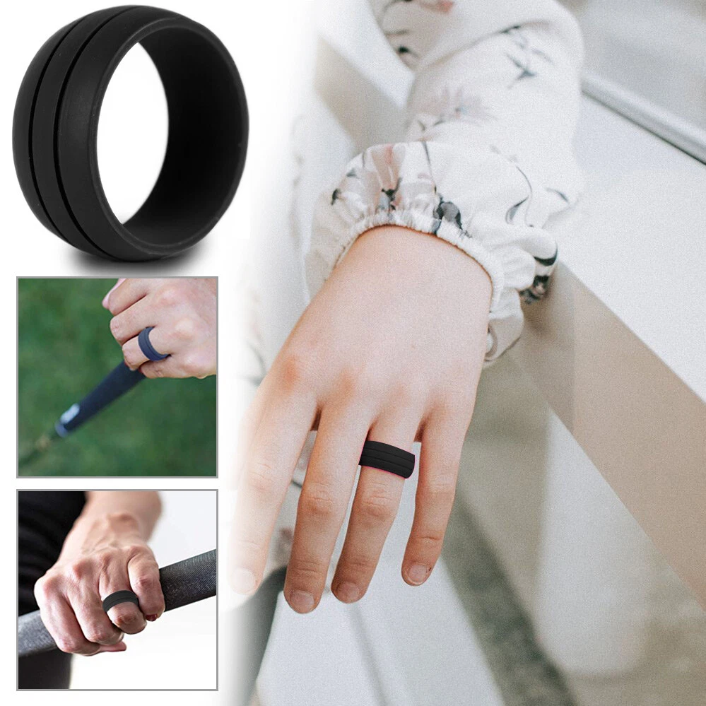 Black Men s Silicone Wedding Ring Band LTD Rings Crossfit Work