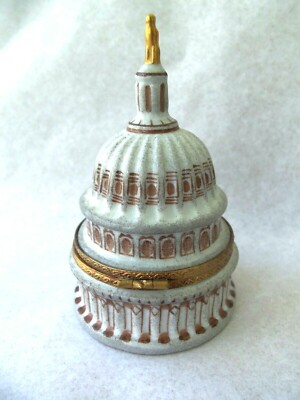 Limoges Washington DC Capitol Dome Trinket Box!  Peint Main!  FRANCE!