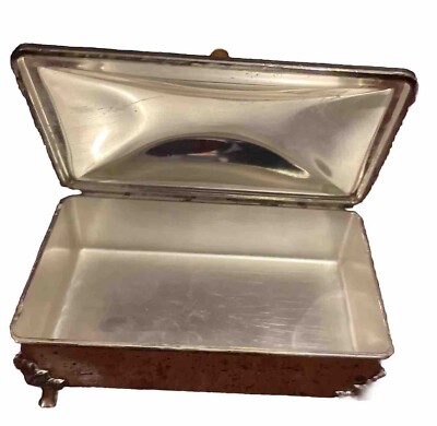 Vintage Lion Footed Silver Plate Cigarette Ash Box Hall Marked