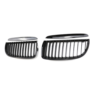 Single Line Gloss Black Front Bumper Center Grille For 05-08 BMW 3 Series E90