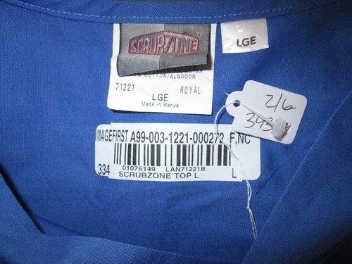 Nuevo sin etiquetas Blusa Médica Zone Azul Real Talla L Pecho 50 Manga Corta Cuello en V 216-34329 - Imagen 3 de 5