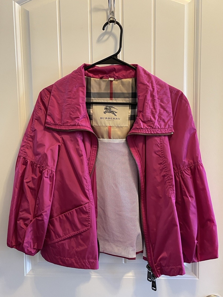 Burberry London Pink Nylon ¾ Sleeve CROPPED Women's Size 14 Burberry London Pink Nylon ¾ Sleeve CROPPED Women's Size 14