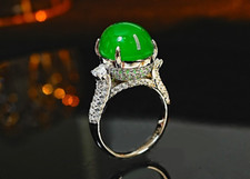 Oval Chalcedony Ring in 18K Gold Plated, Perfect Jade Alternative Design