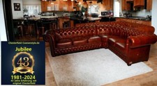 Chesterfield Garnitur Ecke 290 x 240 6 Plätze Echt Leder