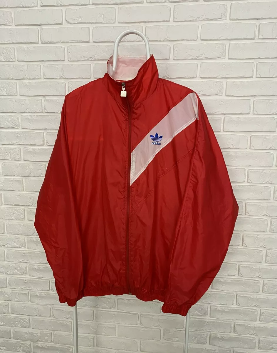 Vintage 80s 90s Adidas Nylon Jacket Red Windbreaker Size L Big