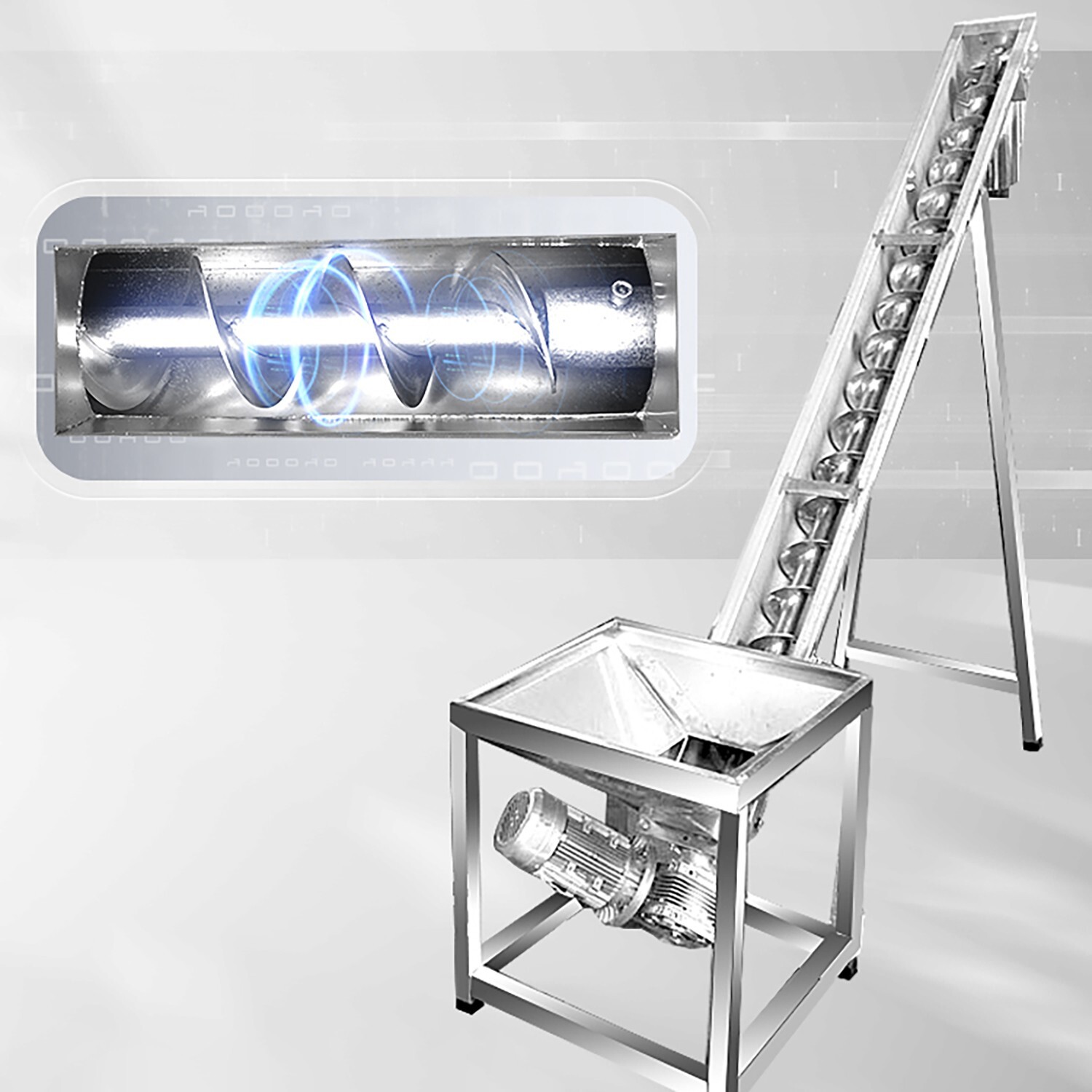 1.5m High Angled Screw Conveyor Feeding Galvanized Iron 140mm Pipe Machine