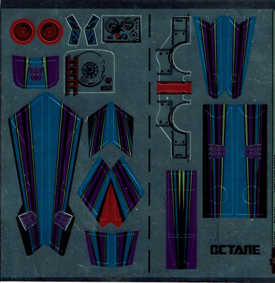 TRANSFORMERS GENERATION 1, G1 DECEPTICON OCTANE REPRO ETIKETTEN/AUFKLEBER