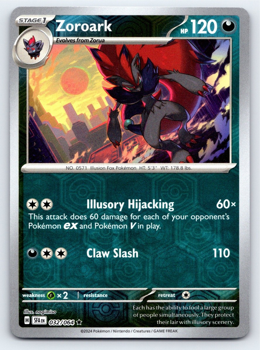 Zoroark 032/064 Reverse Holo Shrouded Fable Pokemon Card - NM Near