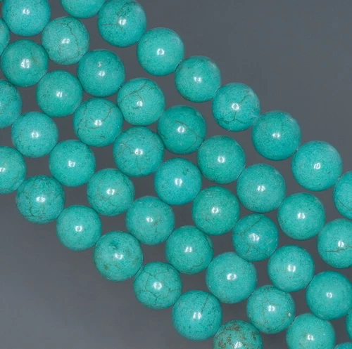 10 MM TÜRKIS HOWLITH EDELSTEIN RUND LOSE PERLEN 16 ZOLL - Bild 4 von 4