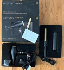 BIO IONIC Gold Pro Style & Wave Kit With Hair Dryer & Curling Wand