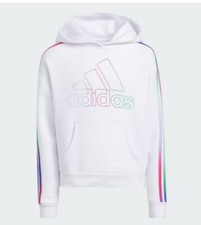 adidas Girls Multicolor 3-Stripes Fleece Hoodie Size 5 NWT