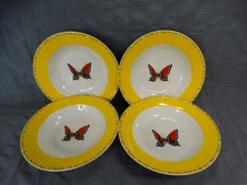 Lynns Maesto Yellow Butterfly Cereal Pasta Bowls 8.75", Discontinued, Set Of 4