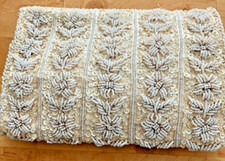 Vintage La Regale Beaded Sequin Cream White Clutch Purse Hong Kong 8x6"