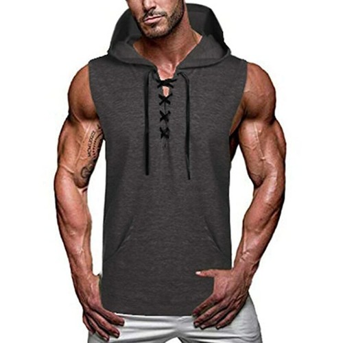 Camiseta Sin Mangas De Algodón Con Capucha Deportivo Para Hombres Moda De  Verano | eBay