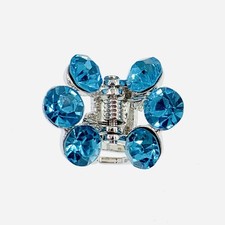 USA Small Metal Vintage Hair Claw Jaw Clip Rhinestone Crystal Hairpin Blue S12
