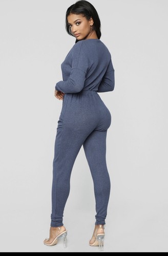 Fashion Nova Cozy Navy Jumpsuit Size M - Picture 4 of 4