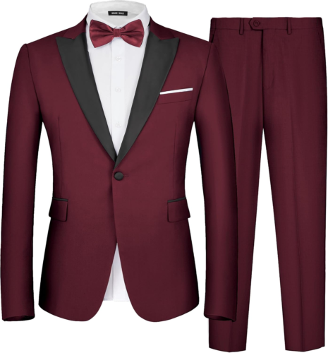 Men'S 2 Piece Suit One Button Slim Fit Formal Wedding Prom Tuxedo Suits Blazer P