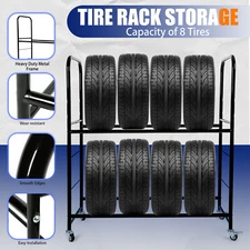 Heavy-Duty Rolling Tire Rack Adjustable Metal Garage Tire Storage Shelves