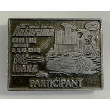 MHRA Belt Buckle Mens Silver 1982 Detroit Autorama Participant Cobo Hall MHRA