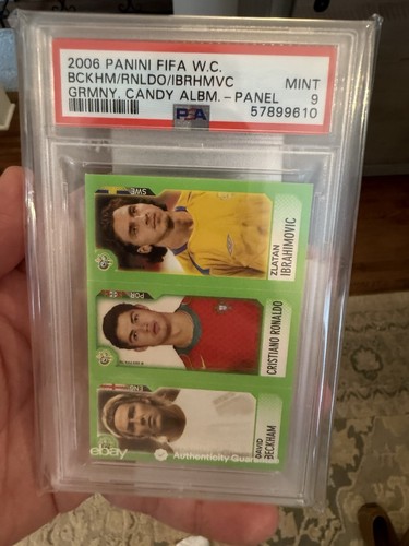 Panini 2006 FIFA World Cup Beckham/Ronaldo/Ibrahimovic GRMNY Panel PSA 9