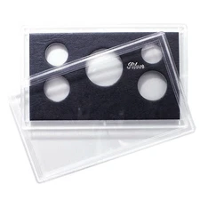 Empty Plastic Lens With Black Insert Holds 5 Coins Half Quarter Dime Nickel Cent