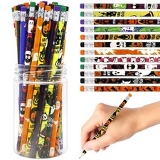 80 Pcs Bulk Assortment Wood Pencils with Eraser, Colorful Halloween Design, P...