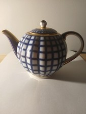 STUNNING LOMONOSOV RUSSIAN VINTAGE PORCELAIN COBALT BLUE WITH GOLD TEAPOT