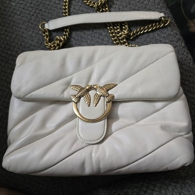 Pinko Love Classic Puff Quilted Maxi Shoulder Bag White Women's