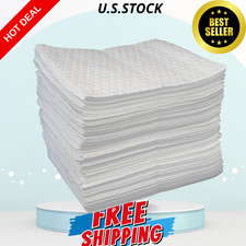 NEW Heavyweight Oil Absorbing Pads 15x20in White Oil Only Mat 50 Pack