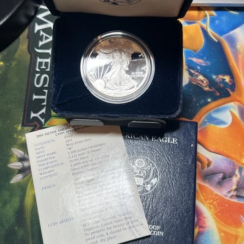2001-W Proof $1 American Silver Eagle Box, OGP & COA