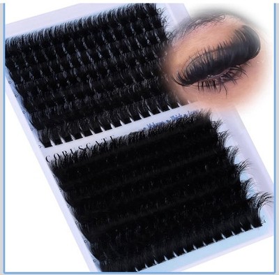 Mink-Textured Handcrafted 3D Volume Cluster Eyelashes Black Full Thick 160D 260D