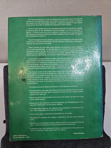 TOYOTA COROLLA Service Manual 1980, 1981, 1982, 1983 Robert Bentley Soft Book - Bild 2 von 11