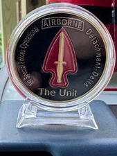 Special Operations Delta Force Division Challenge coin in display case