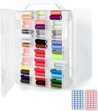 Double Sided 46 Grid Thread Organizer Clear Plastic Sewing Storage Box