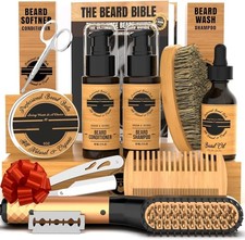 Beard Straightener Grooming Kit for Men Beard Growth Kit Wash Brush Comb Unscent