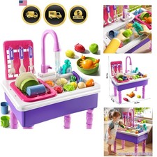 Play Sink with Running Water, Play Kitchen Toys Sink for Kids 3 4 5 6 7 Old,...