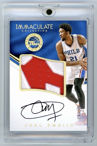 2016 Panini Immaculate Joel Embiid Game Used Holo Patch Auto /10 From Rookie YR
