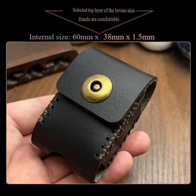 Genuine  Handmade Leather Case for ZIPPO ZORRO  Lighter Black Cowhide Belt Clip