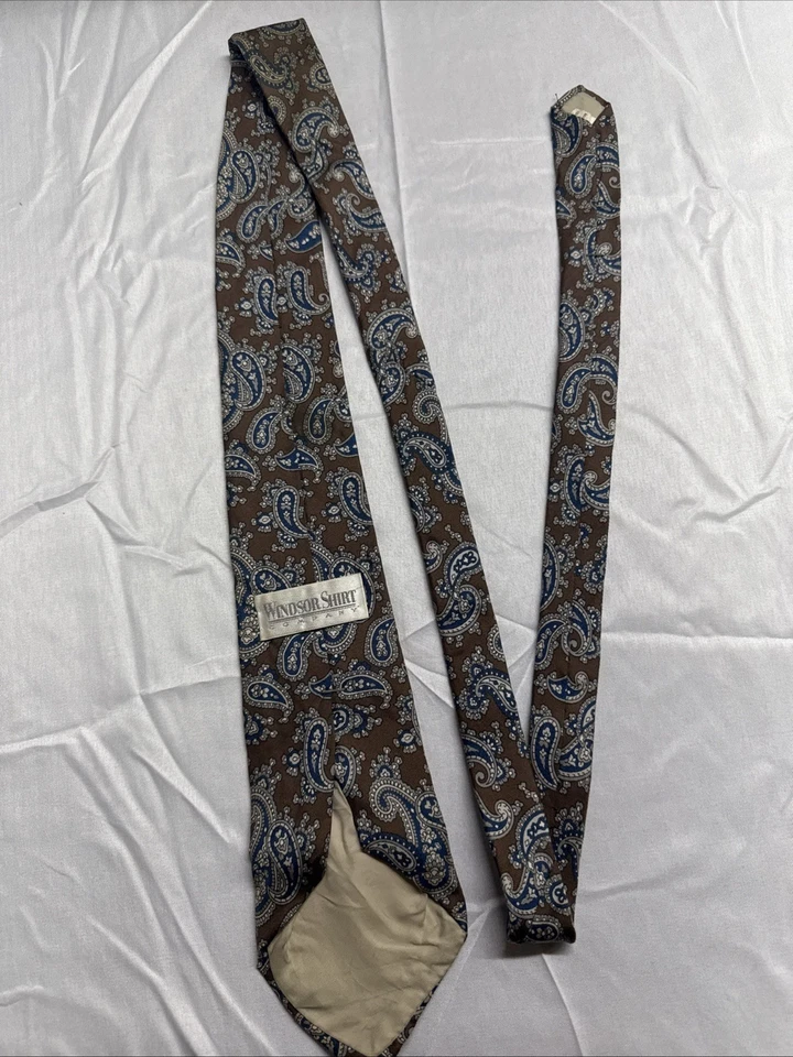 Windsor Men’s Neck Tie, Paisley Pattern In Brown With Blue - Image 3 of 4