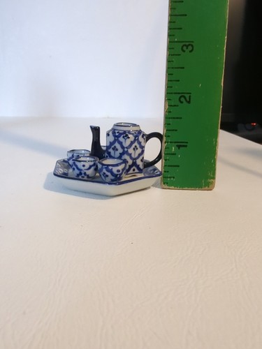 Vintage Delft Style Miniature Mini One Piece Tea Set, Blue and White Decor Rare - Picture 6 of 6