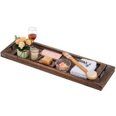 Hanobe Badewannenablage Badewannencaddy: Holz Wannenablagen Tisch extra groß rustikal Badewanne