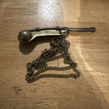 Antique Original  Boatswain Copper And Brass Whistles W Chains