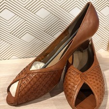 VTG New Mason Leather Chippewa Falls Women s 9AA Peep Toe Woven Deadstock READ