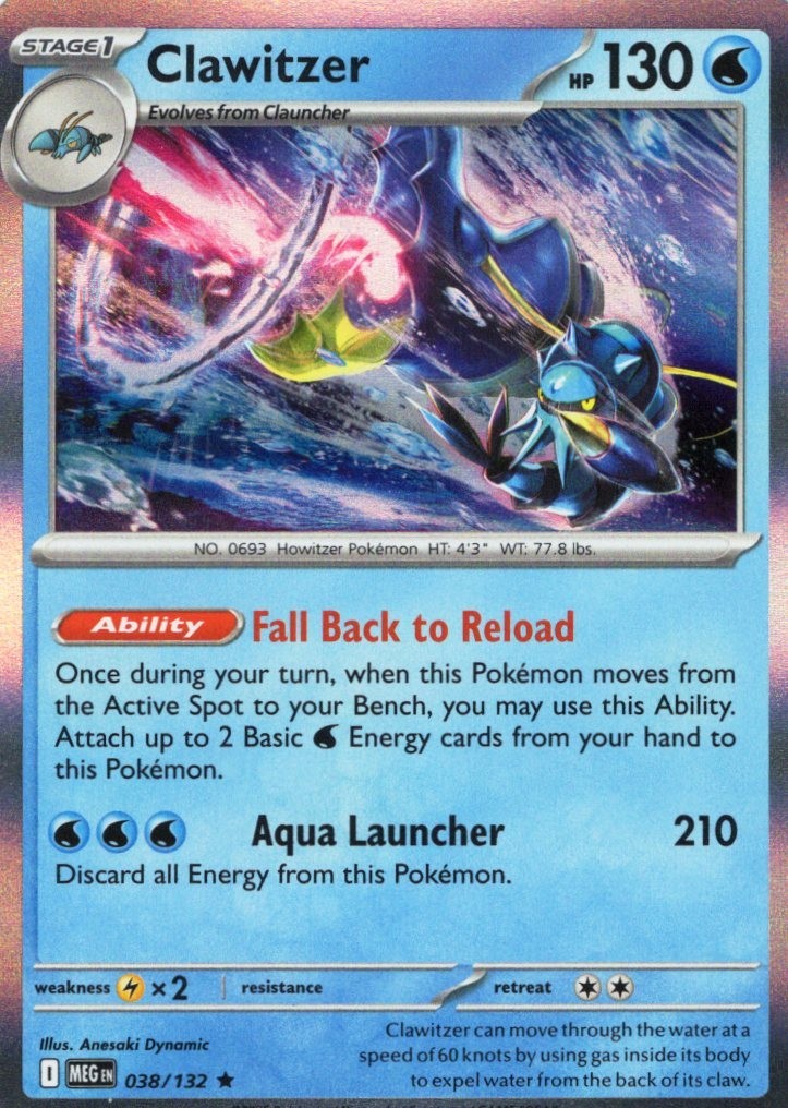 Pokémon TCG: Clawitzer 038/132 - ME01 Mega Evolution - Common - Near Mint
