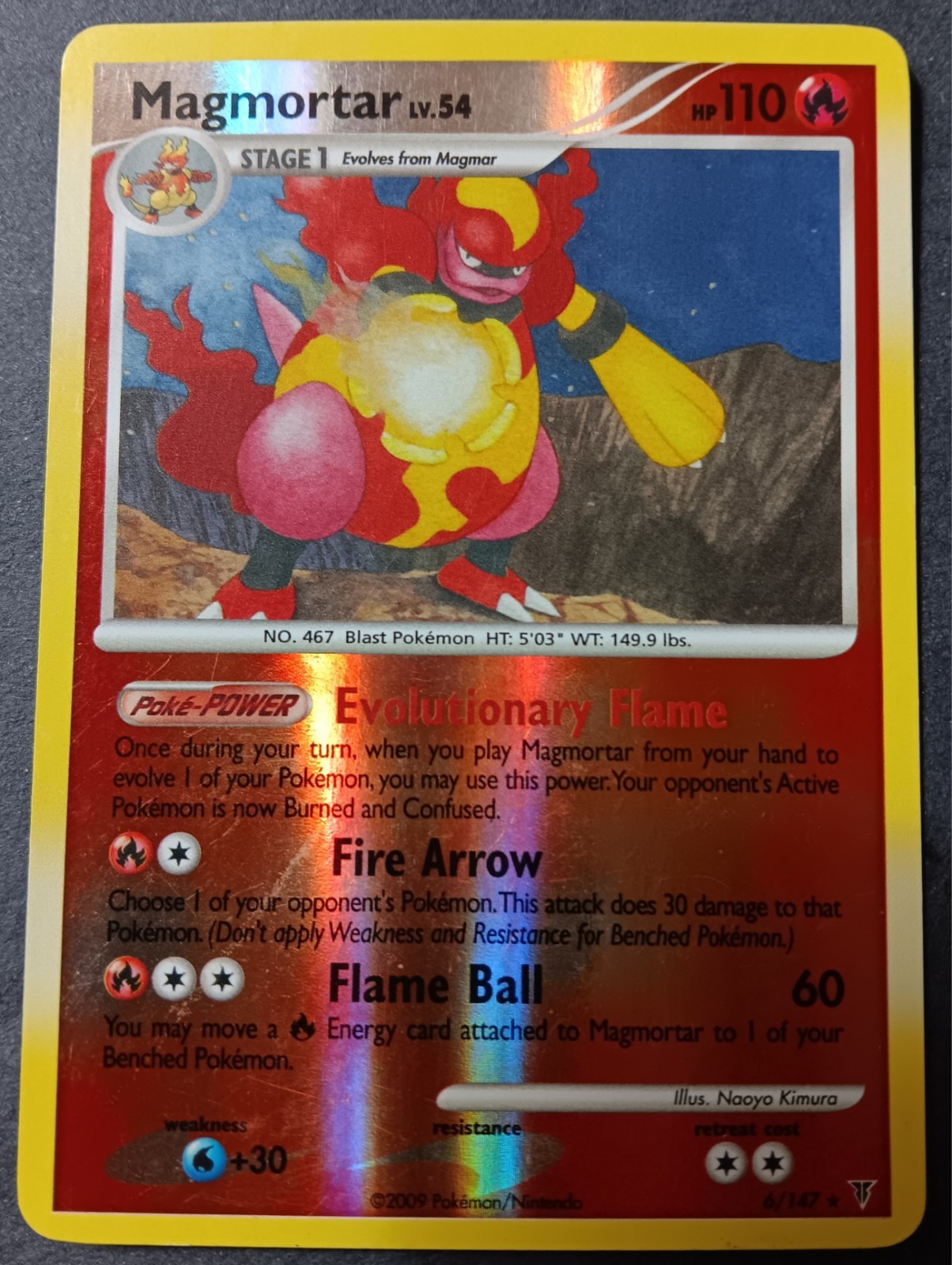 Pokemon - Magmortar 6/147 - Platinum Supreme Victors - Reverse HOLO Rare - LP